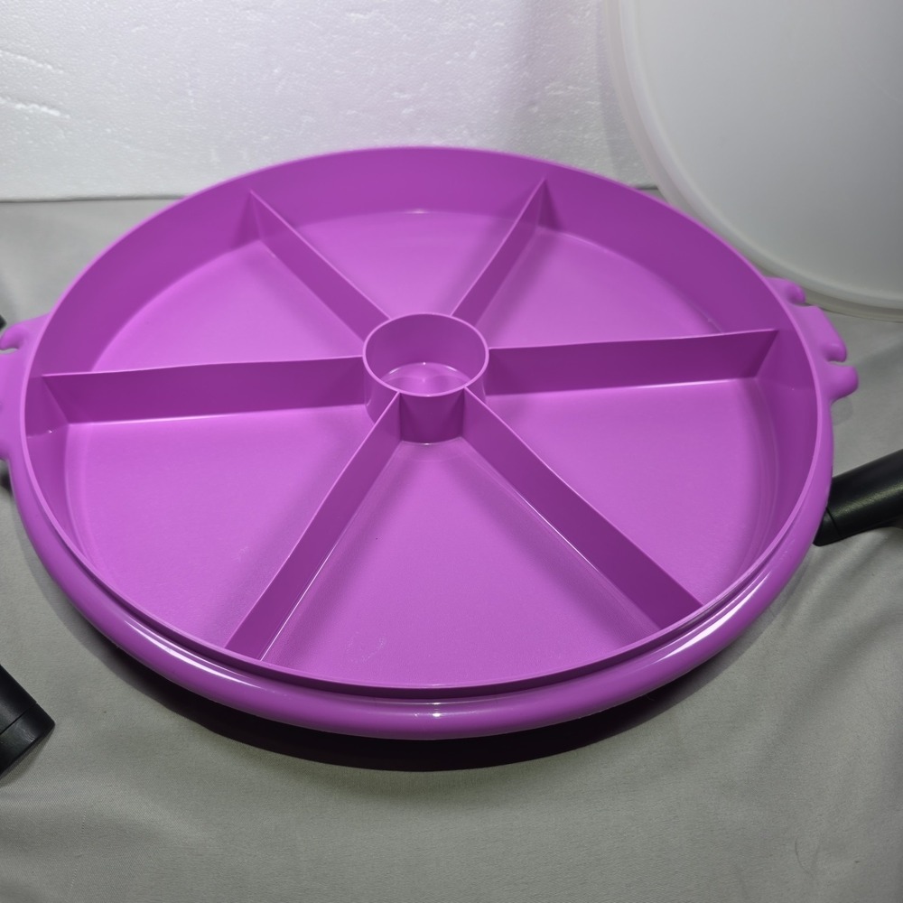 Vintage Purple Tupperware Large  Divided Serving Tray-Tacos, Veggies, Condiments